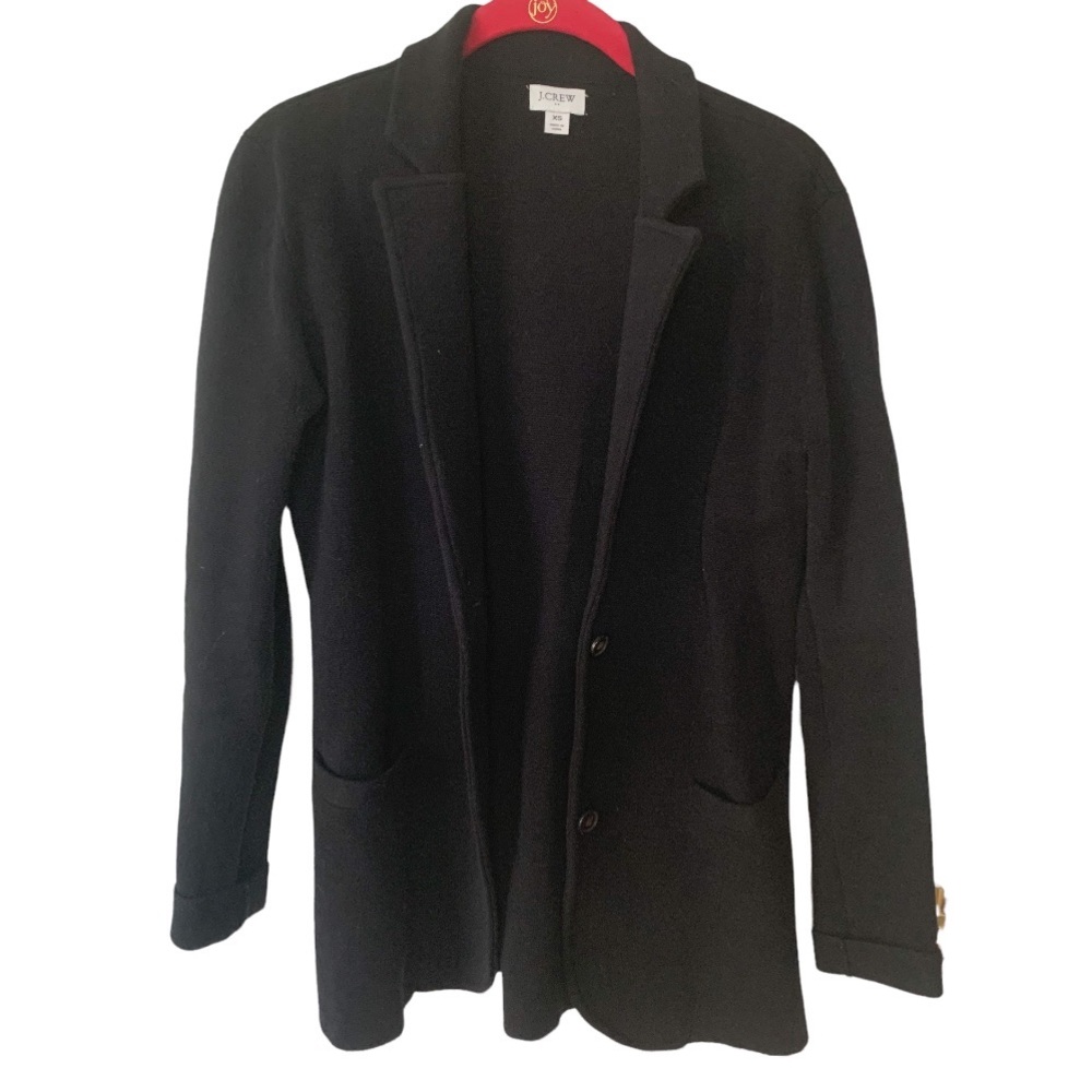 J Crew Factory Sweater Blazer Black Cotton